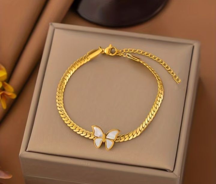 Gold Butterfly Necklace and Bracelet Set thumbnail 3