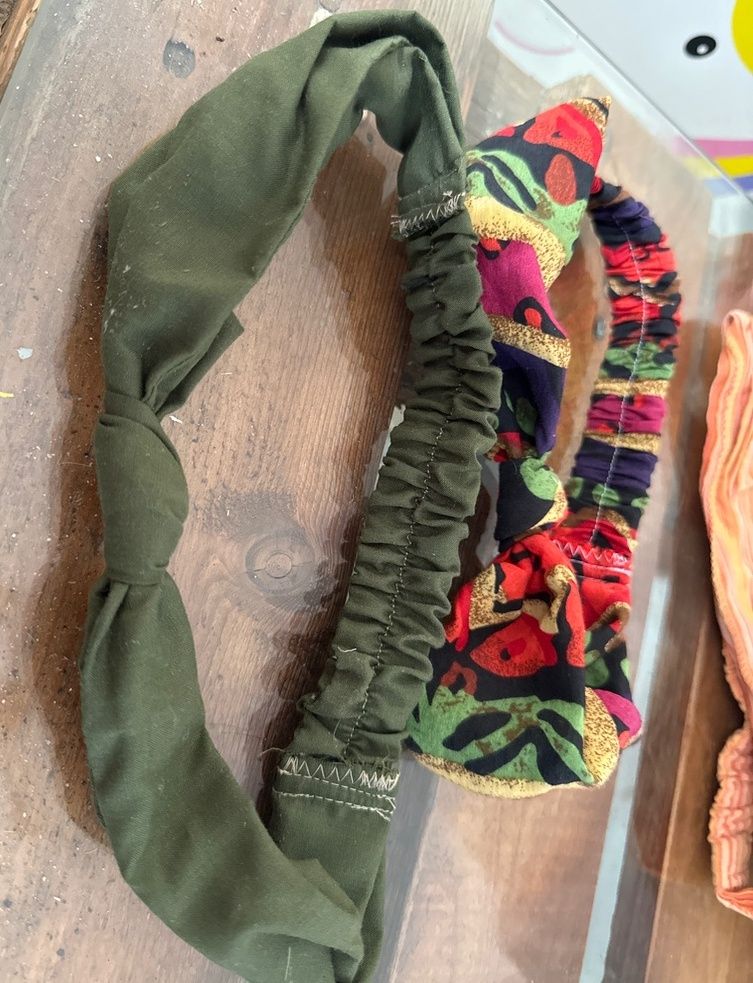 Set of 2 Elastic Headbands - Green and Multicolor - Image 1 of 1