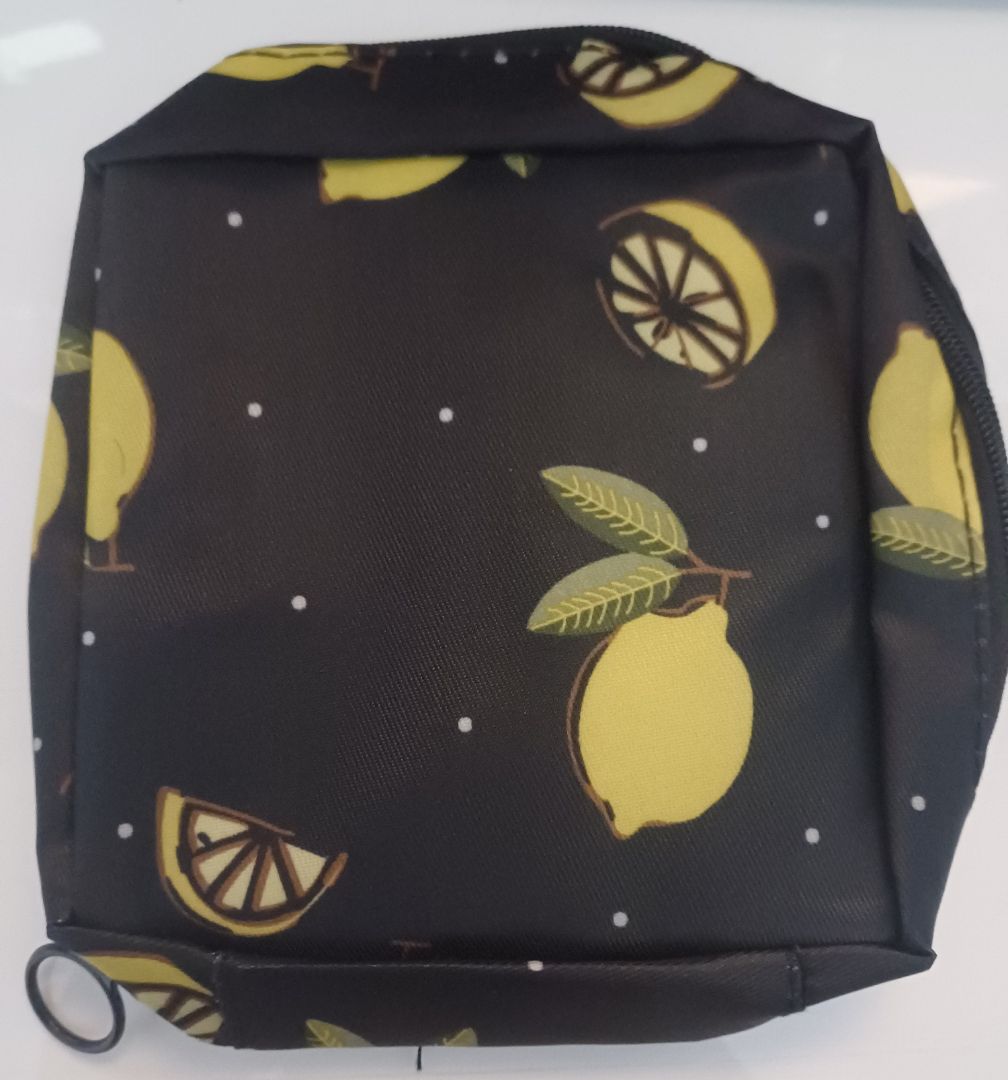 Black Lemon Print Cosmetic Pouch - Image 1 of 1
