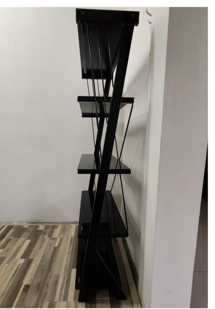 5-Tier Glass and Metal Display Shelf Black thumbnail 3