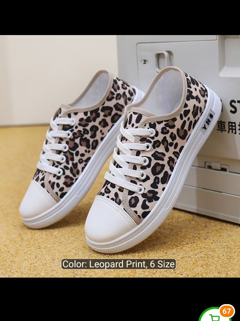 Leopard Print Canvas Sneakers Size 37