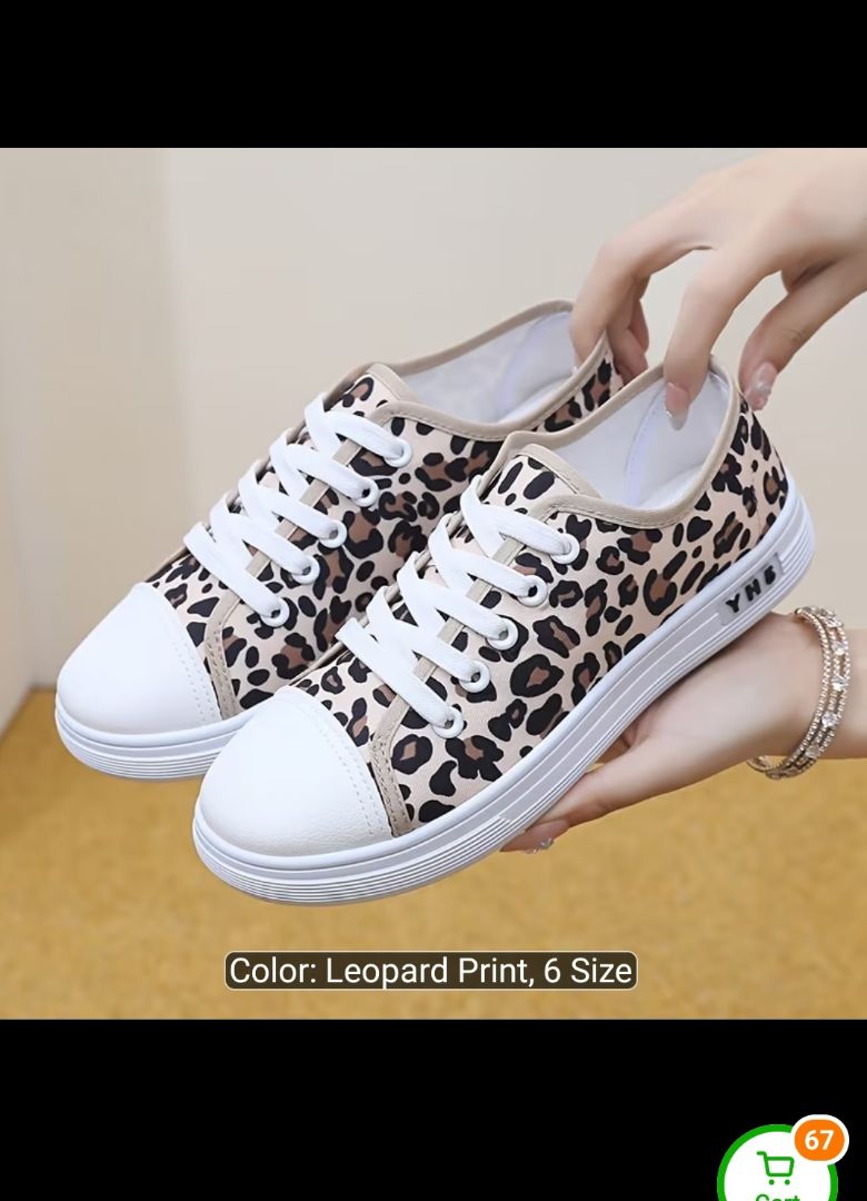 Leopard Print Canvas Sneakers Size 37 thumbnail 2