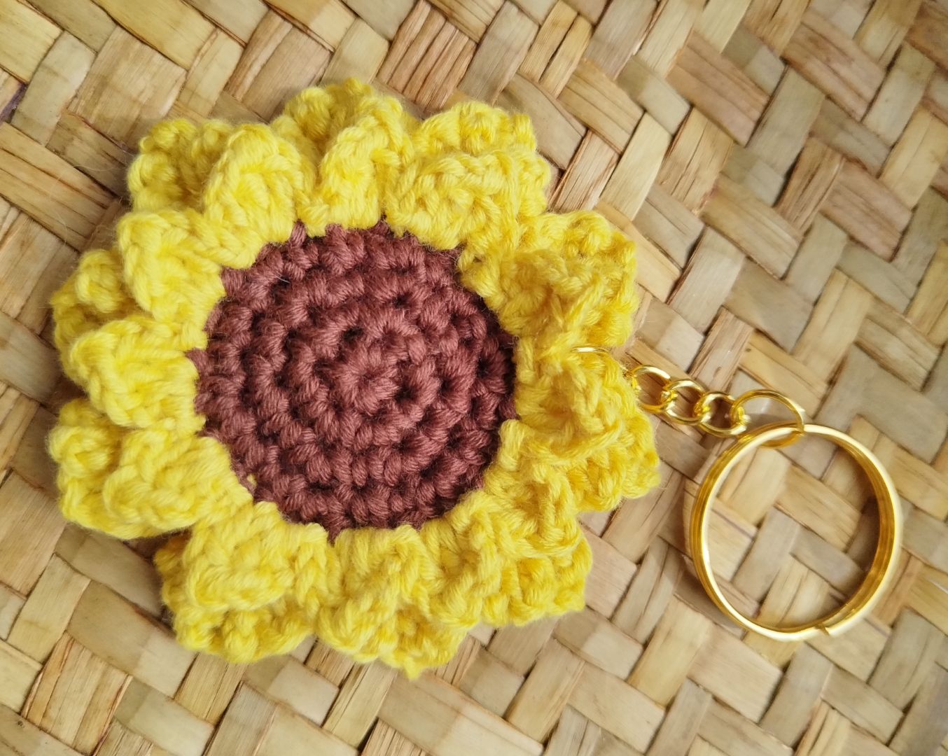 Handmade Sunflower Crochet Keychain - Image 1 of 1