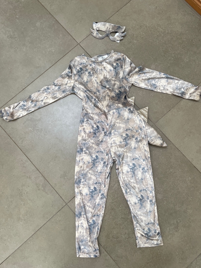 H&M Gray Dinosaur Onesie Costume with Mask thumbnail 3