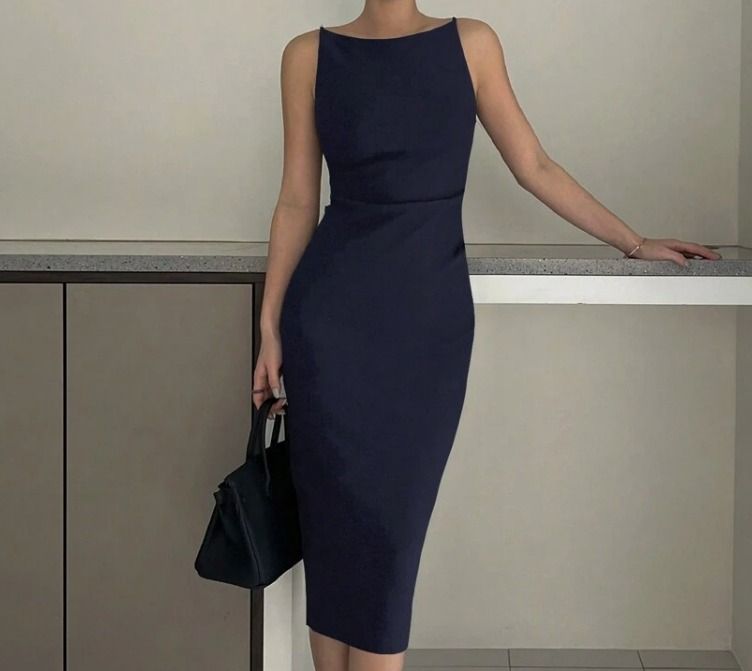 Dazy Women Navy Blue Fitted Dress Size M