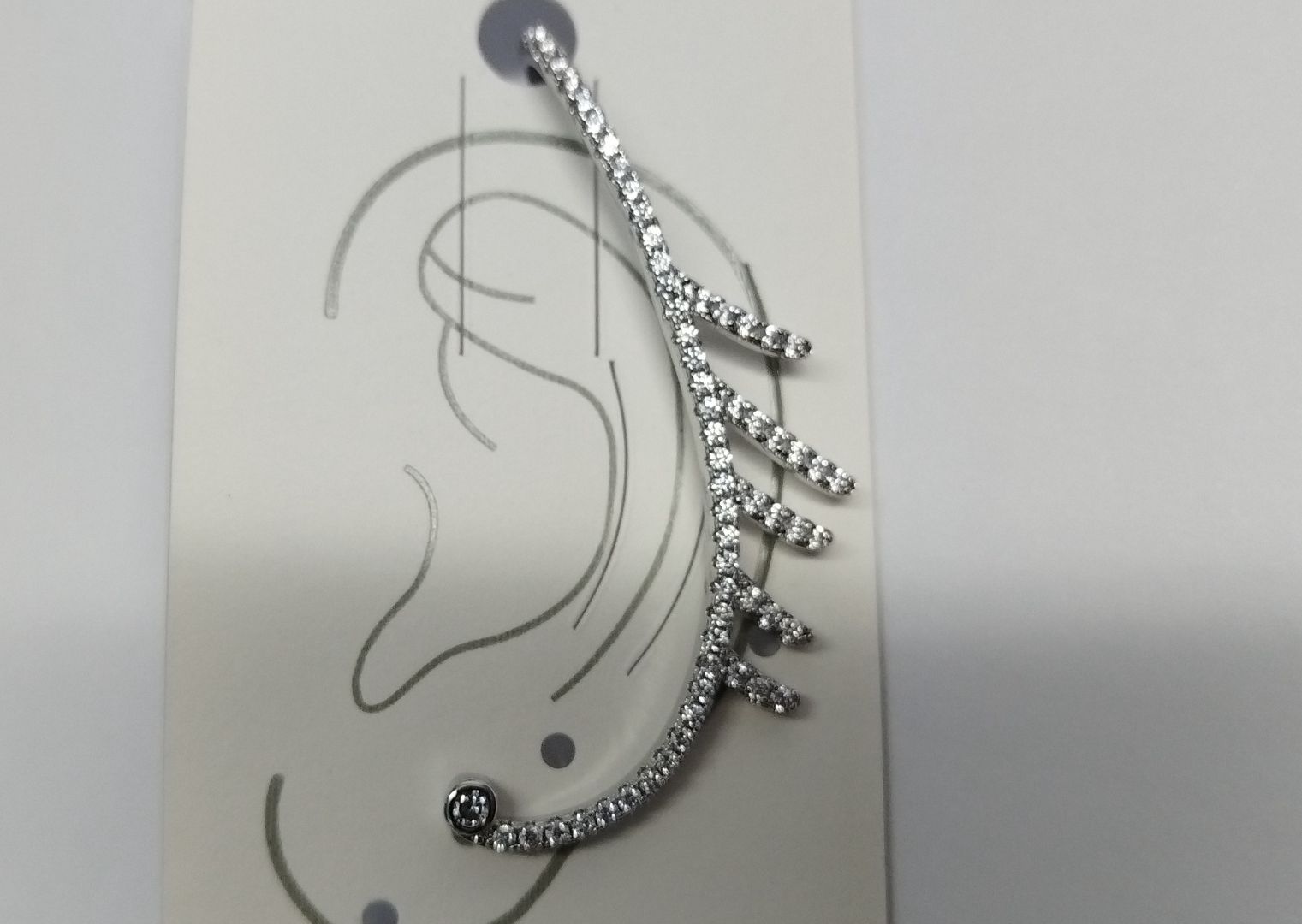 Silver-Tone Cubic Zirconia Leaf Ear Cuff