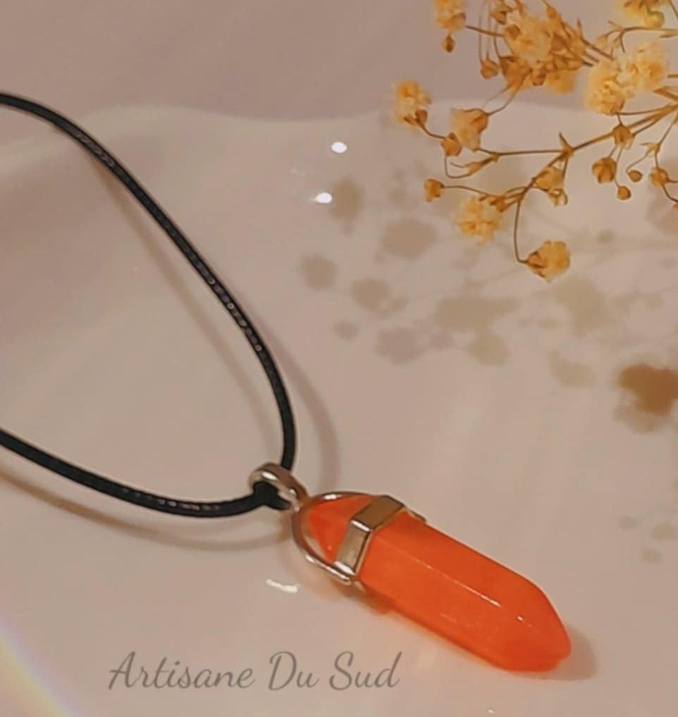 Crystal Point Pendant Necklace - Assorted Colors thumbnail 4