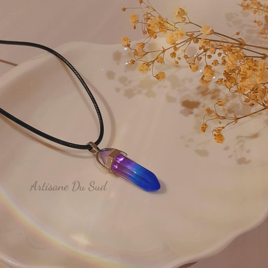 Crystal Point Pendant Necklace - Assorted Colors thumbnail 7