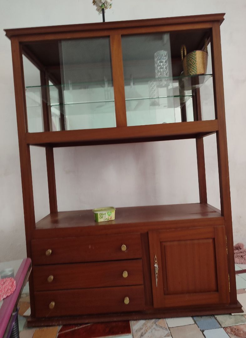 Wooden Display Cabinet with Drawers and Storage - Image 1 of 1