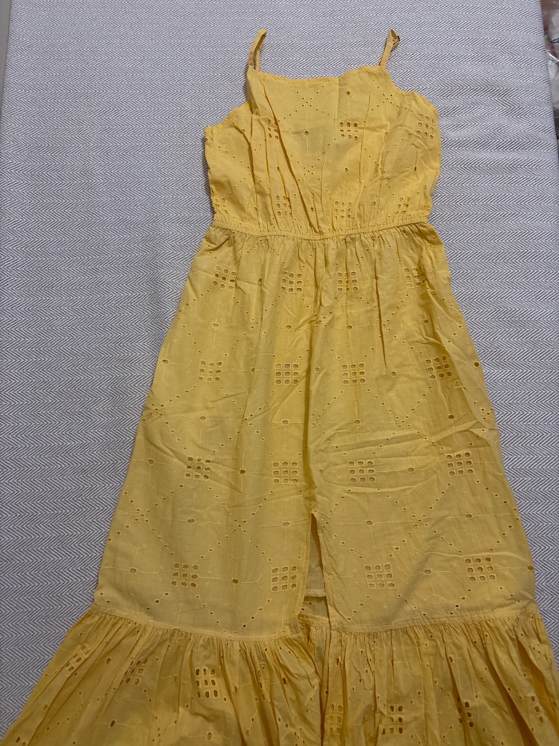 Yellow Eyelet Midi Dress Size S & M.