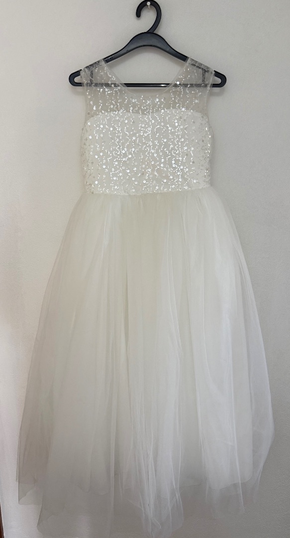 White Sequin Tulle Party Dress thumbnail 2