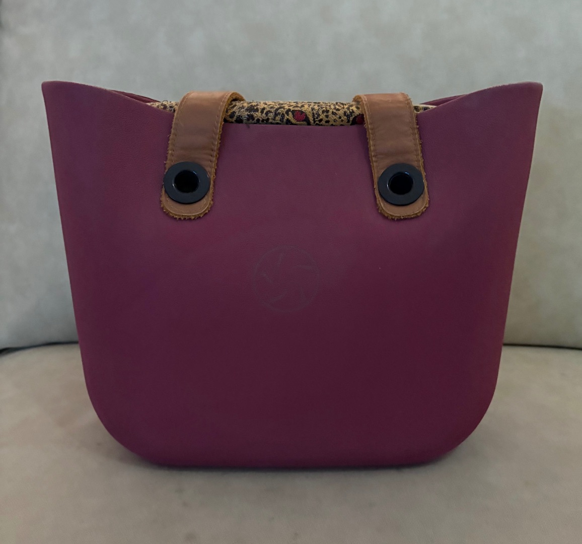 O Bag Purple Handbag with Animal Print Insert