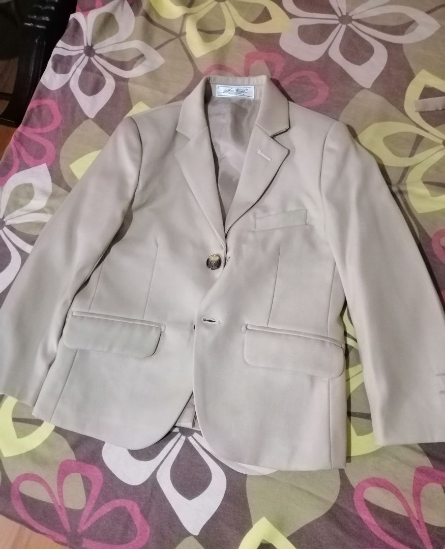 Boys Formal Suit Set Beige Blazer Vest Shirt and Trousers
