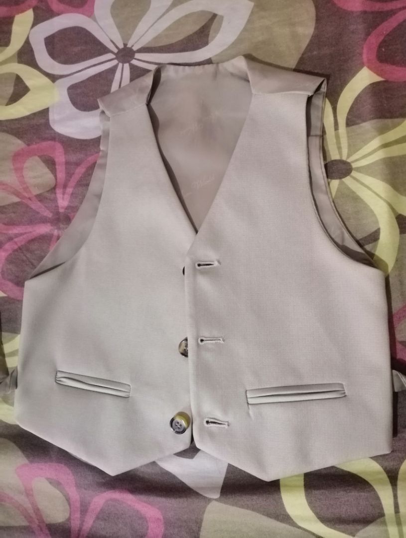 Boys Formal Suit Set Beige Blazer Vest Shirt and Trousers thumbnail 3