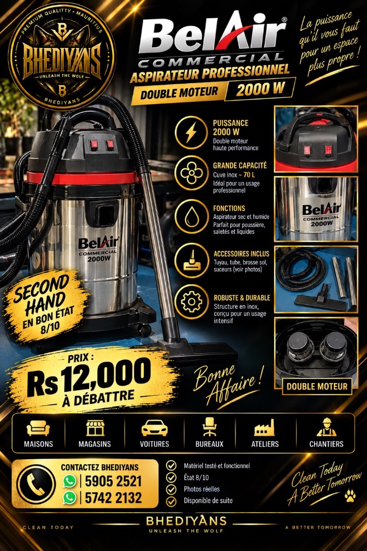 BelAir Commercial Vacuum Cleaner 2000W 70L