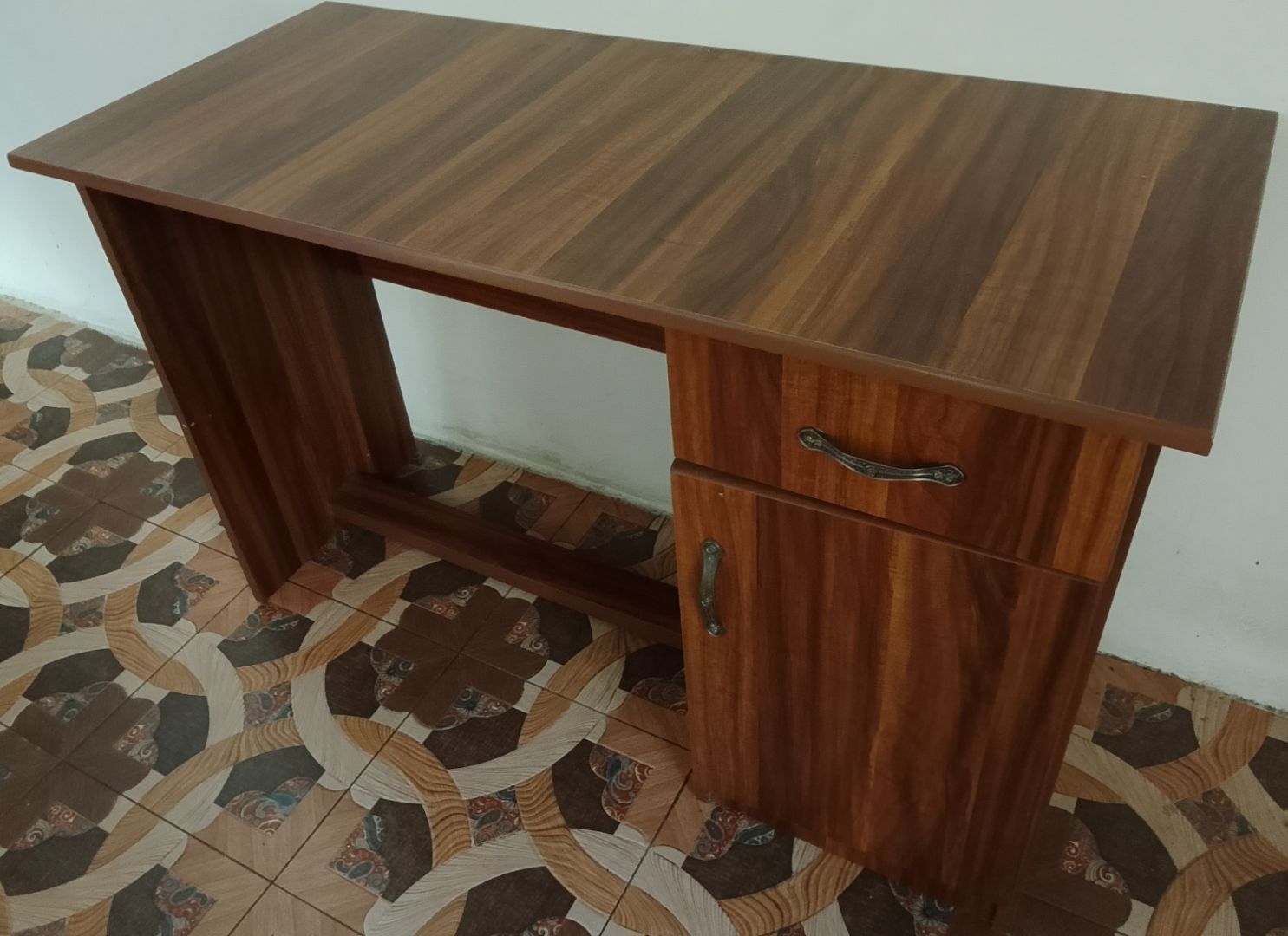 Wooden Office Desk with Drawer and Cabinet Brown - Image 1 of 2