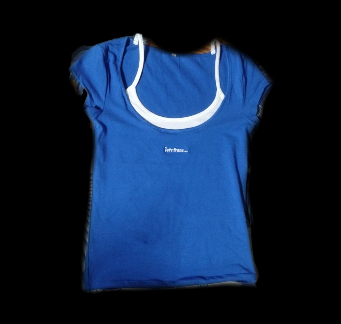 Lets Frans Blue White T-Shirt Women Size S
