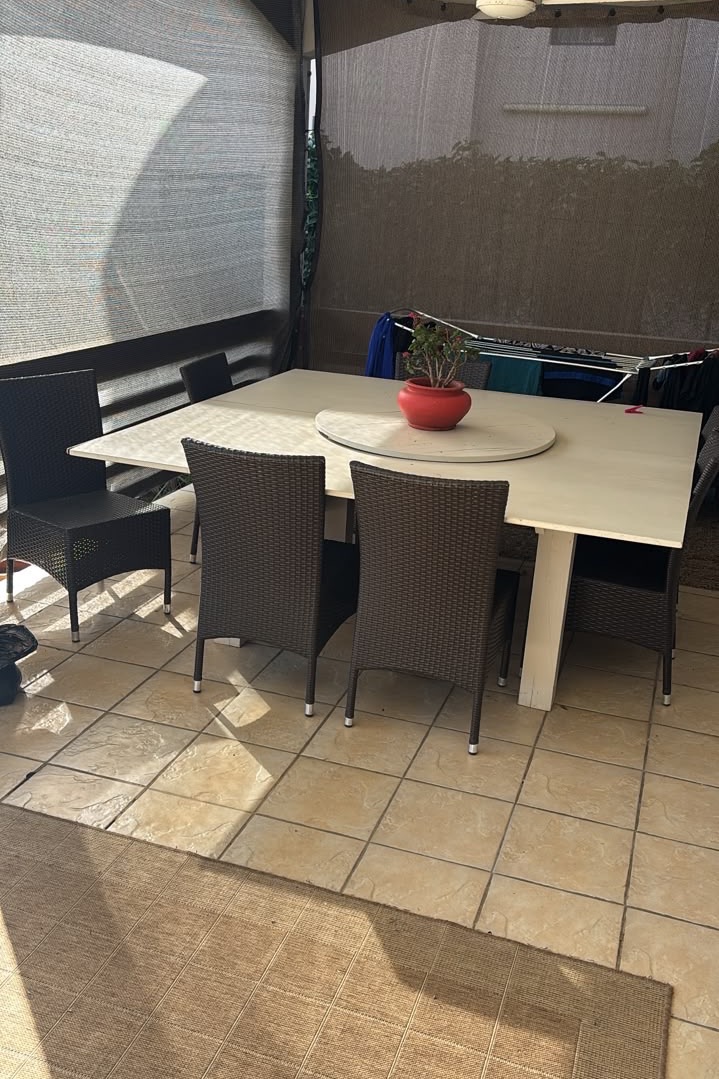 Wooden Table 2m x 2m and 8 Chairs