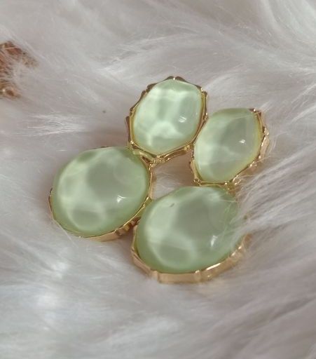 Green Oval Clip-On Earrings Gold Tone - Image 1 of 2
