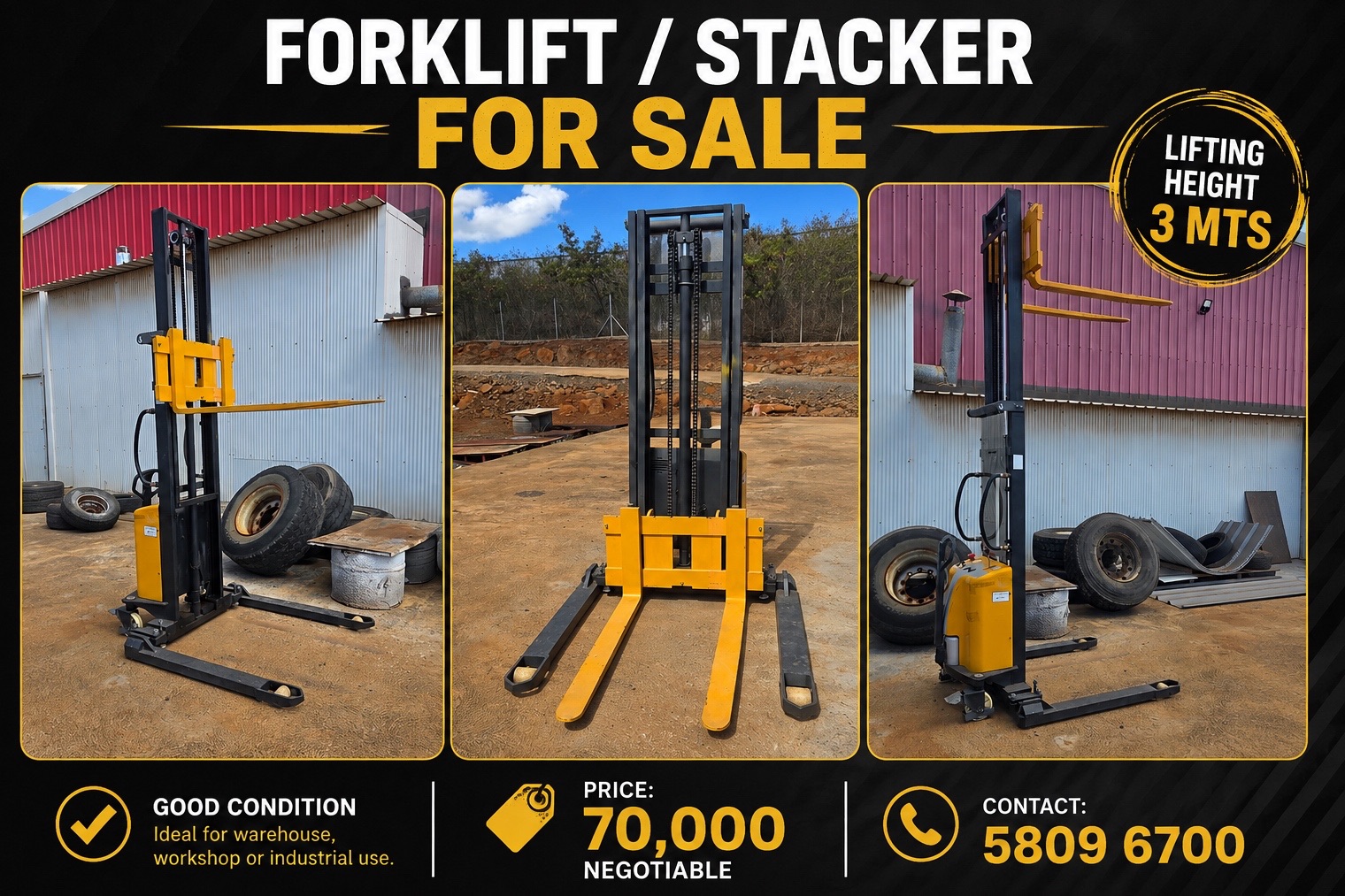 Forklift Stacker 3M Yellow Black - Image 1 of 1