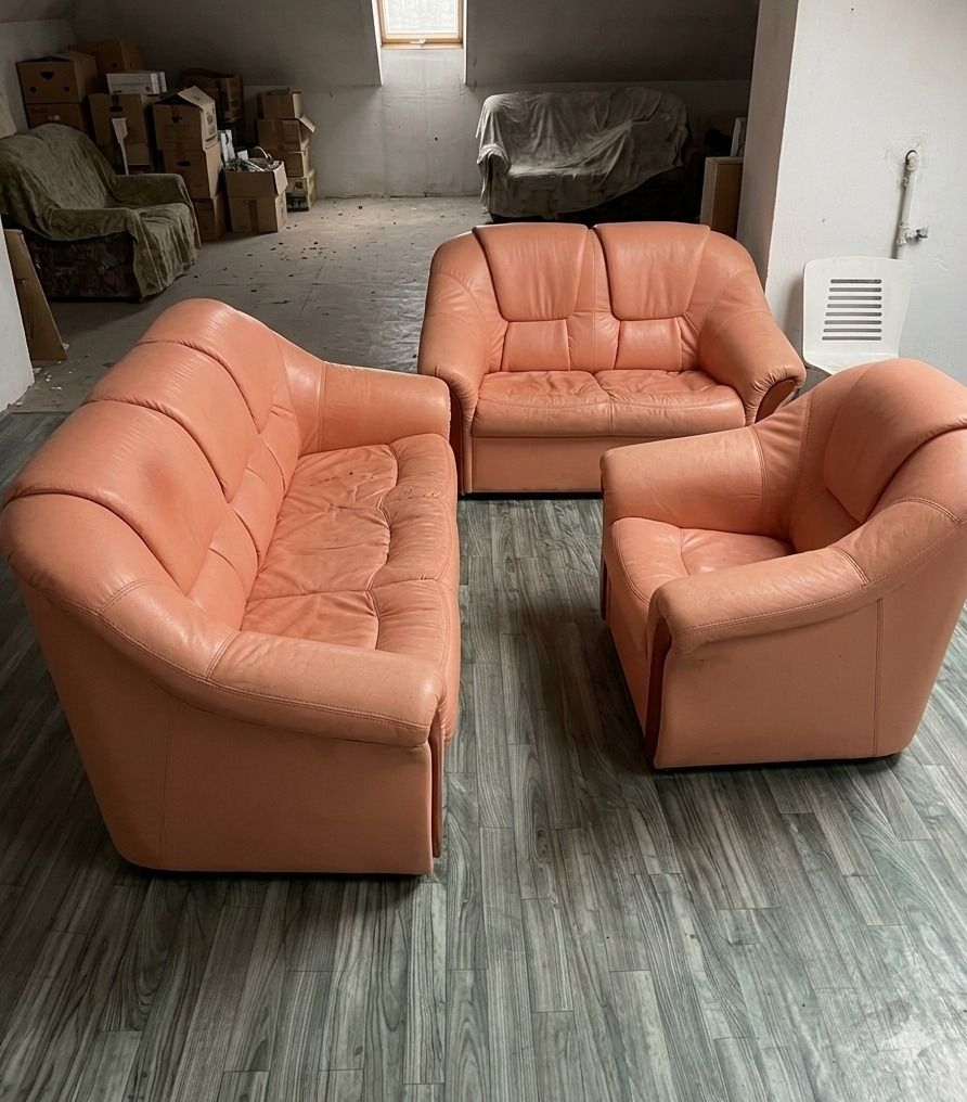 Leather Sofa Set Peach
