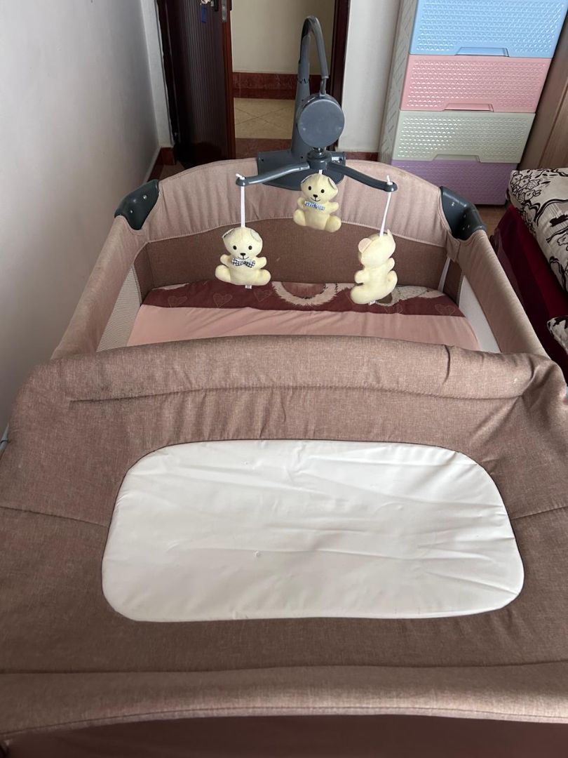 Baby Cot and Play Park Brown