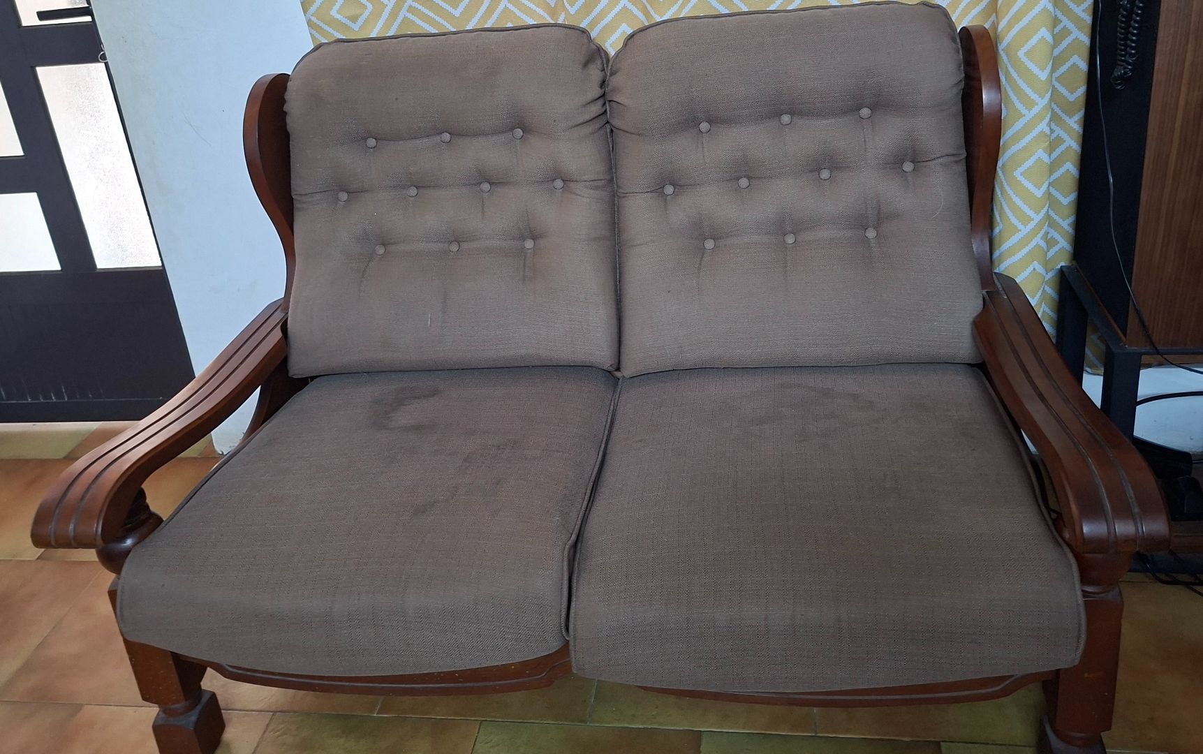 2-Seater Wooden Sofa Brown - Image 1 of 1