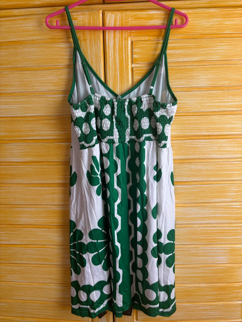 Green Floral Print Spaghetti Strap Dress Size L thumbnail 2