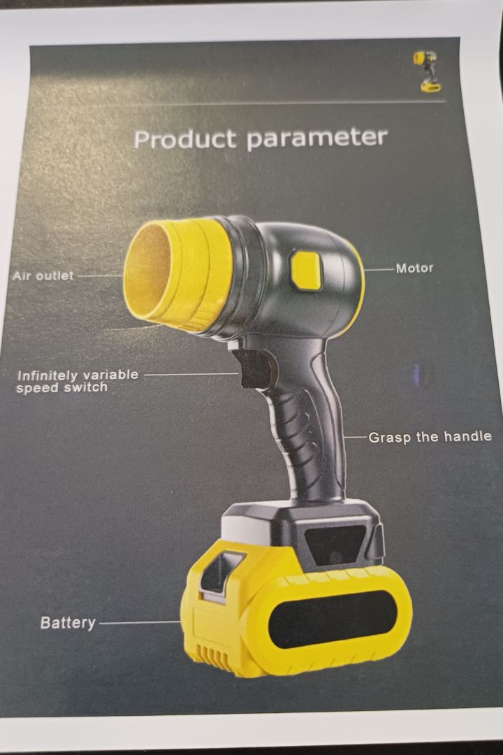 Powerful Cordless Air Blower 21V Yellow Black thumbnail 4