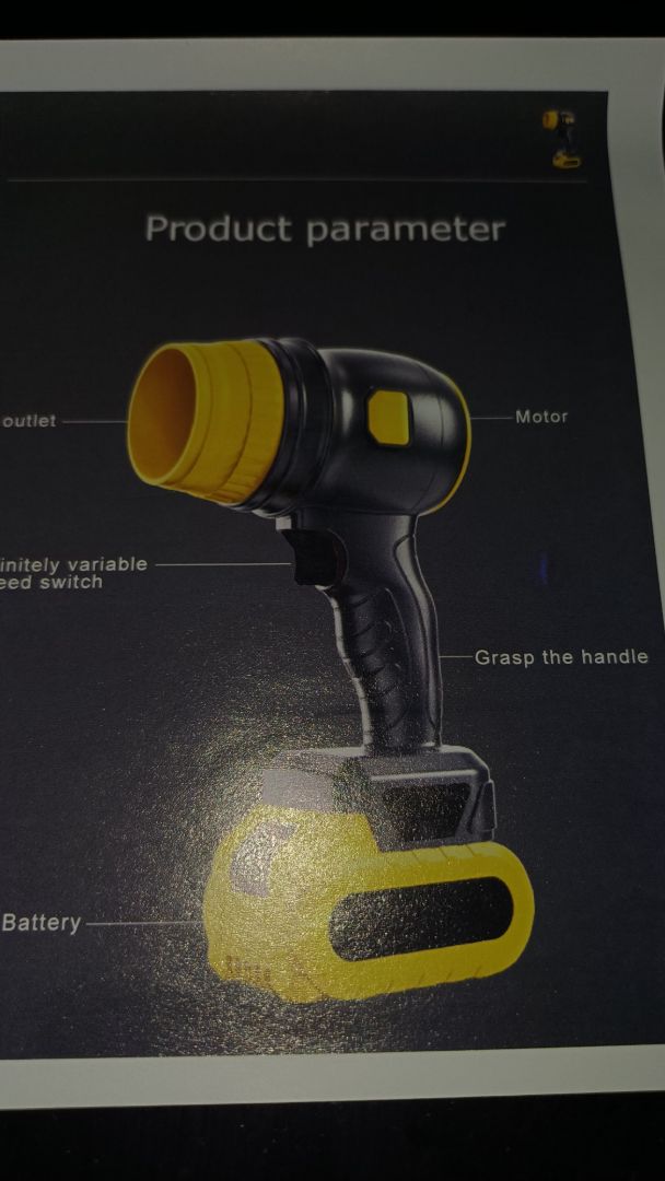 Powerful Cordless Air Blower 21V Yellow Black thumbnail 5
