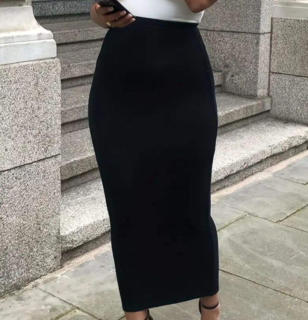Women Black Maxi Midi Skirt