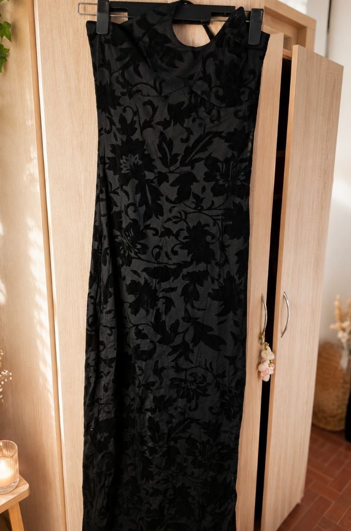 Black Floral Velvet Maxi Dress - Image 1 of 1