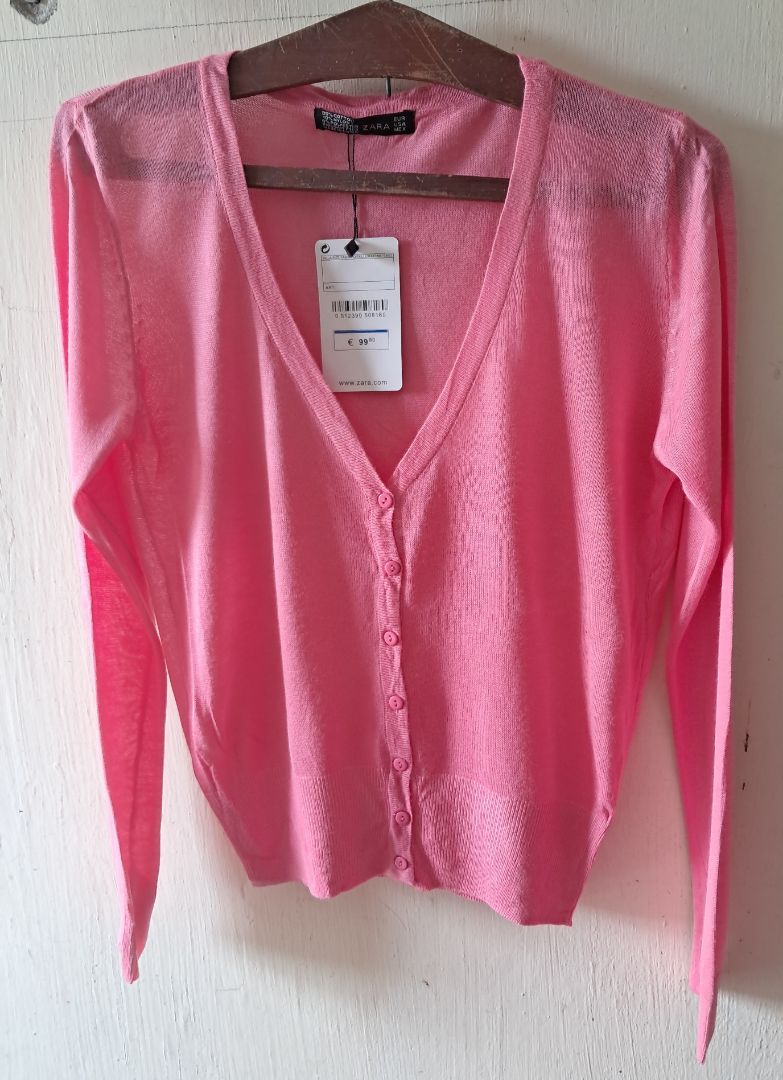 Zara Pink V-Neck Cardigan New with Tags