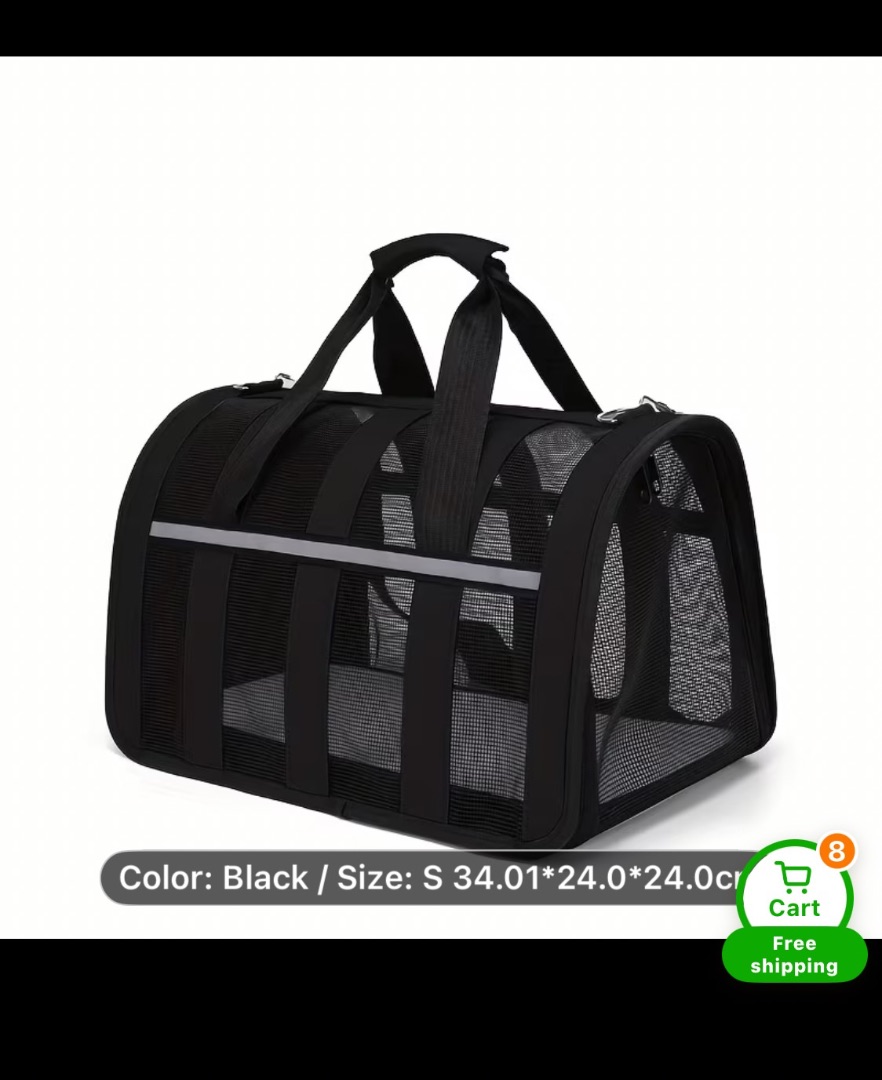 Black Pet Carrier Bag Small 34x24x24cm