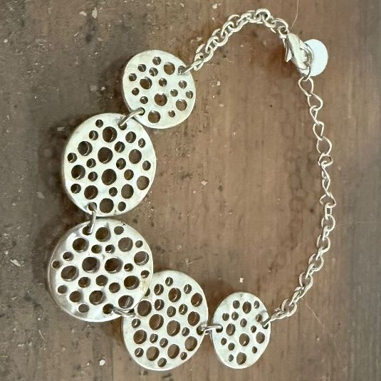 Silver Tone Circle Cutout Bracelet