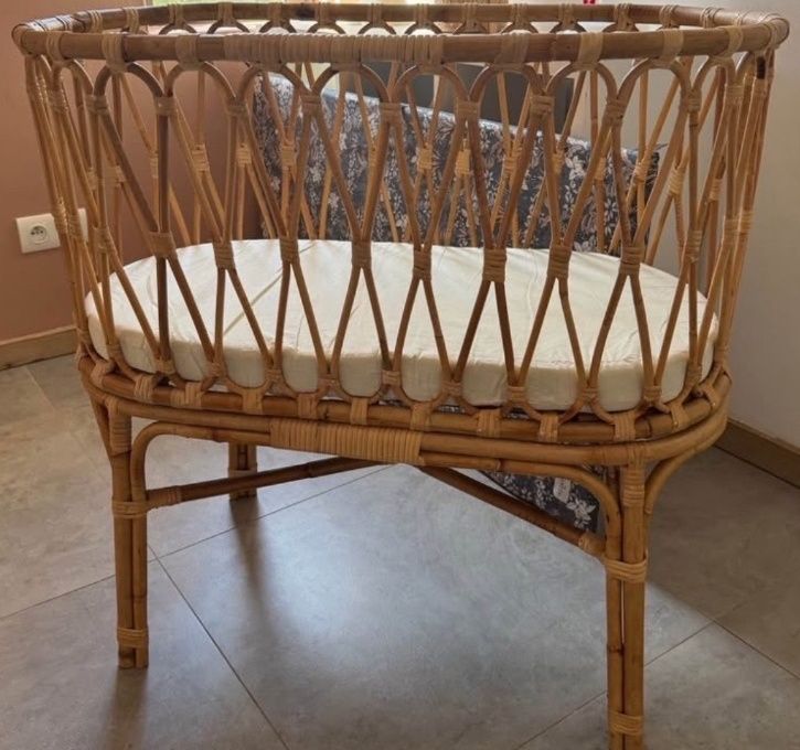 Rattan Baby Bassinet with Mattress and Bedding - Image 1 of 3