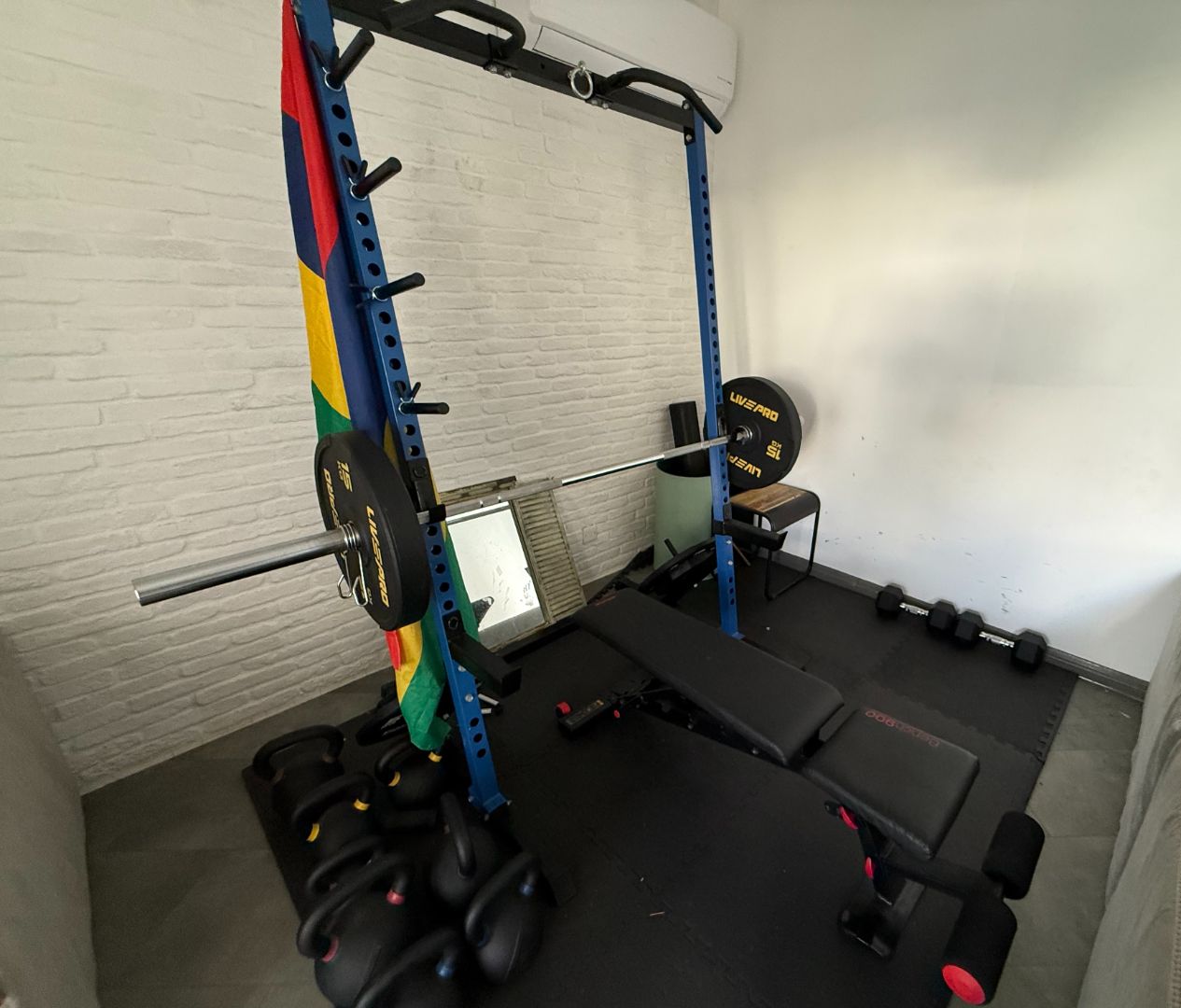 Metal Gym Squat Rack with Floor Mats