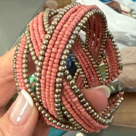 Pink and Gold Beaded Multi-Strand Bracelet - Image 1 of 1