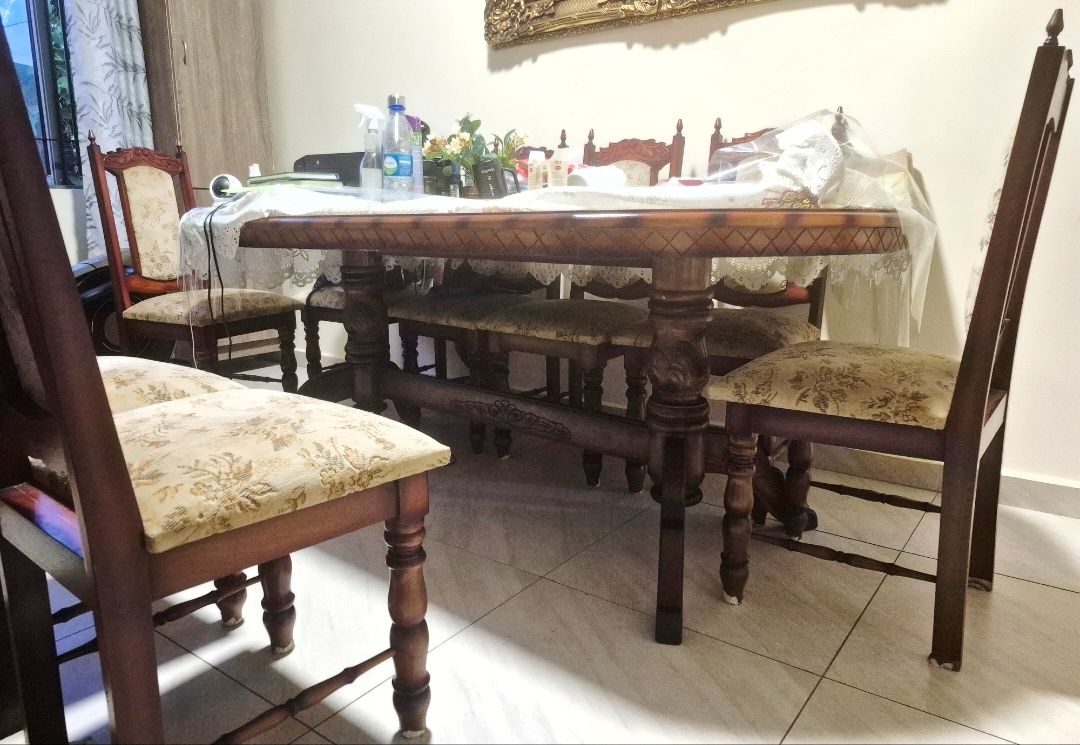 Wooden Dining Table with 8 Chairs (call on 57079199) thumbnail 2