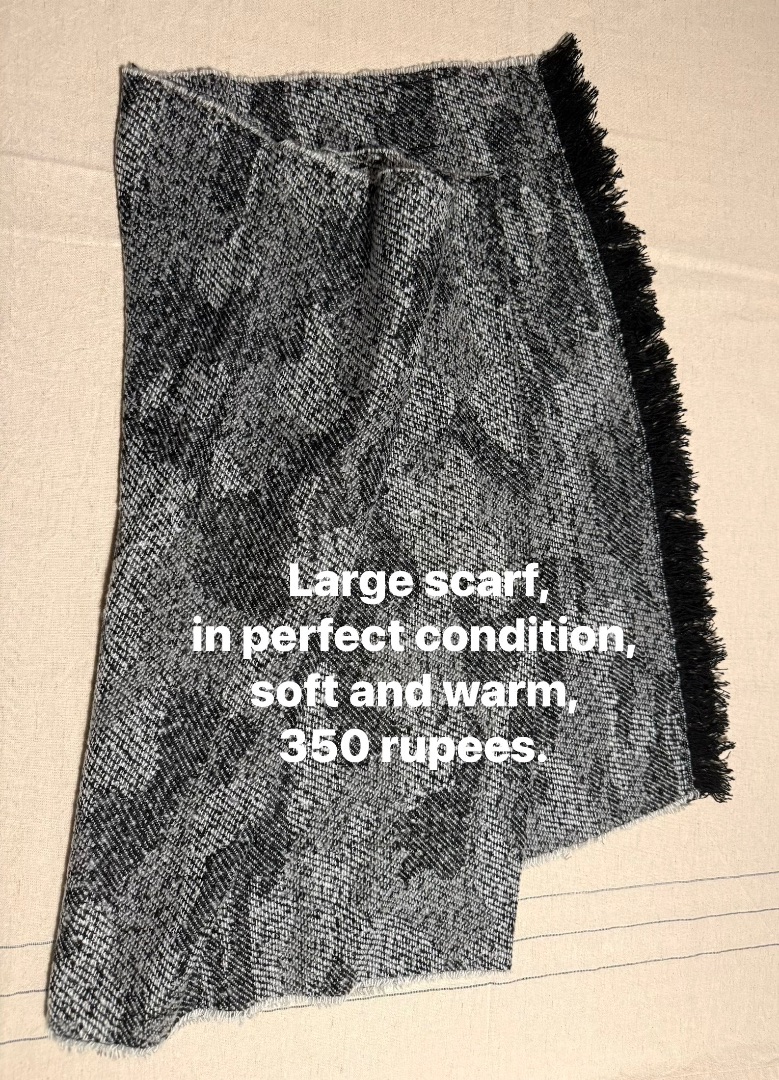 Large Black and White Soft Warm Scarf