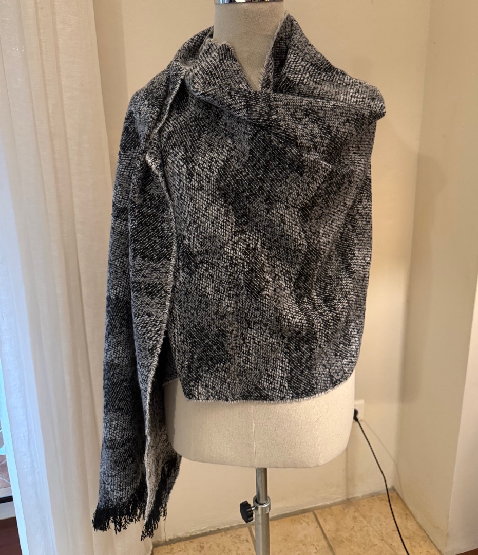 Large Black and White Soft Warm Scarf thumbnail 2