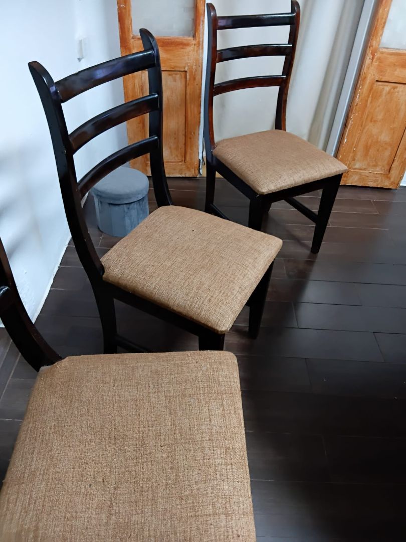 Set of 5 Wooden Dining Chairs Brown thumbnail 2