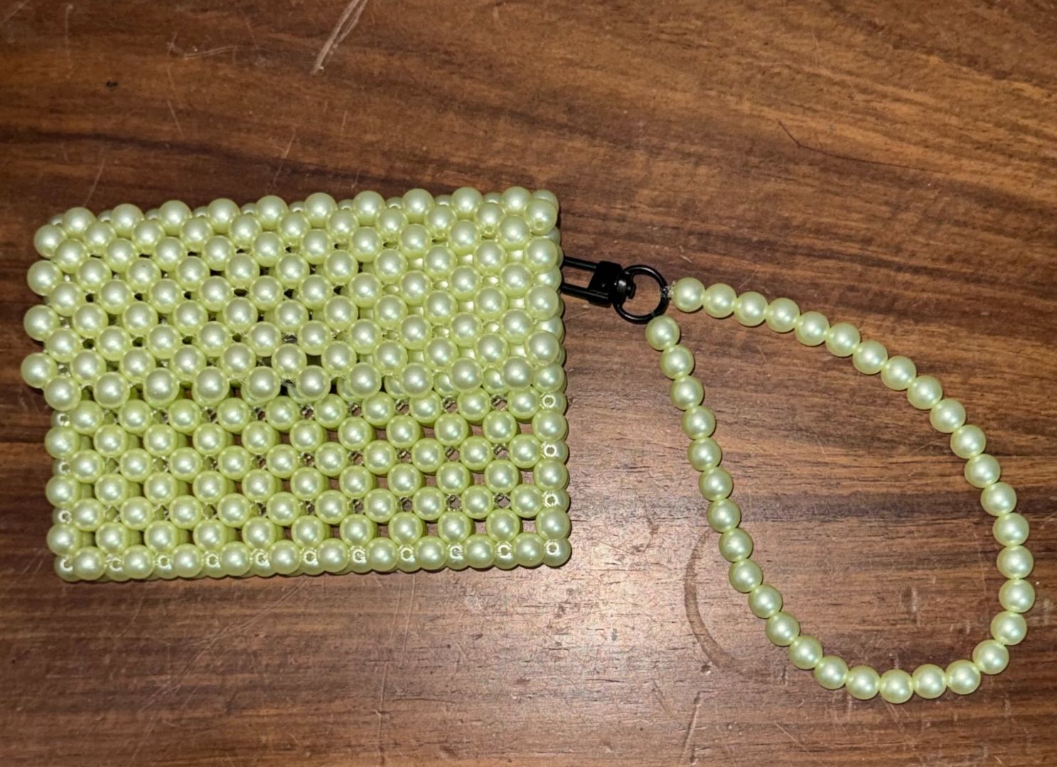 Handmade Pearl Green Beaded Card Holder thumbnail 2