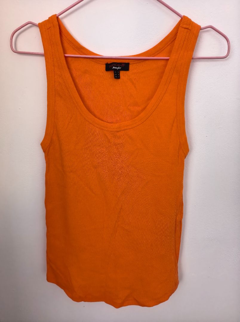 Jennyfer Orange Ribbed Tank Top Size S