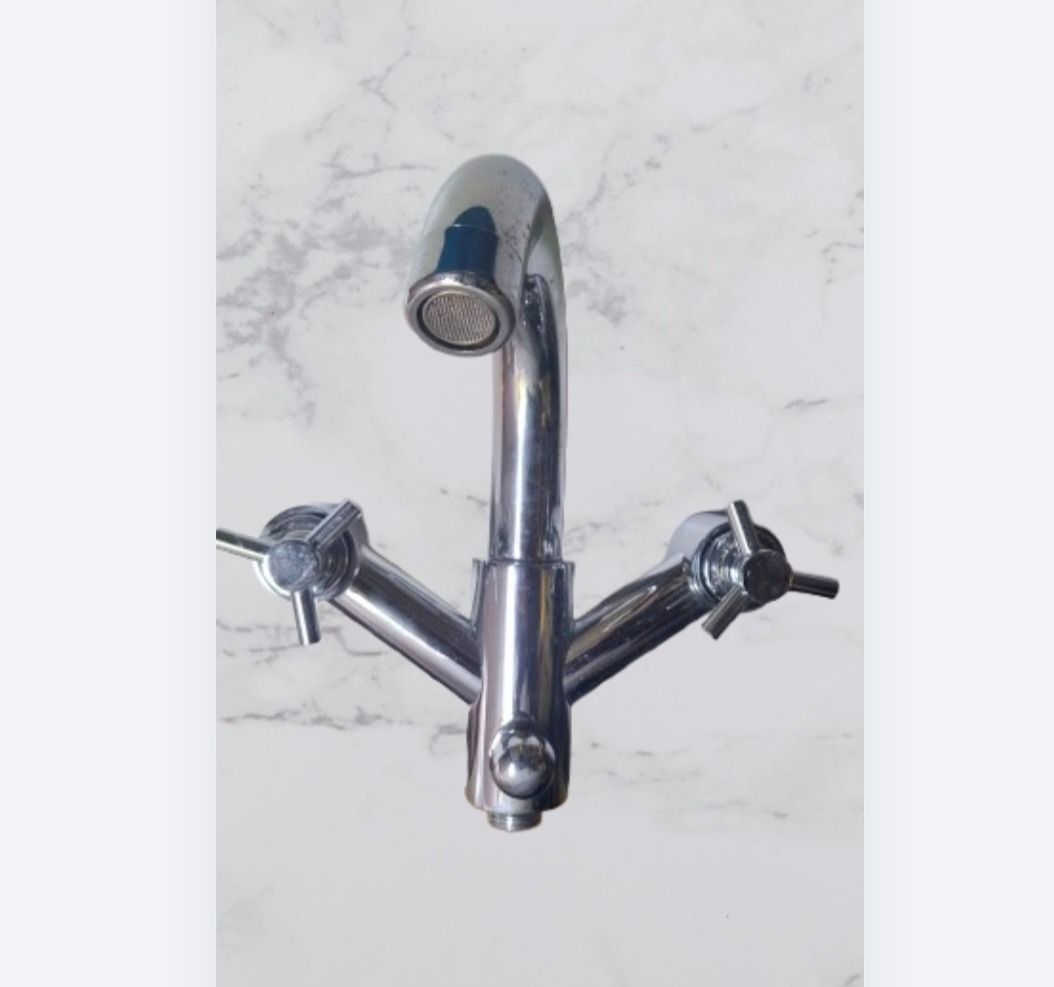 Dual Handle Mixer Faucet Silver