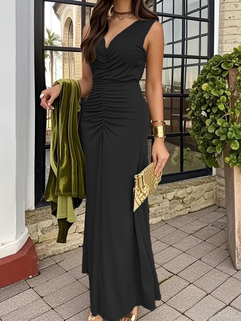 Black Stretch Maxi Dress Size XL thumbnail 3