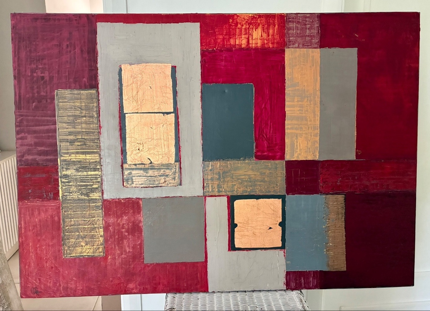 Large Abstract Geometric Painting 116x80cm - Image 1 of 1