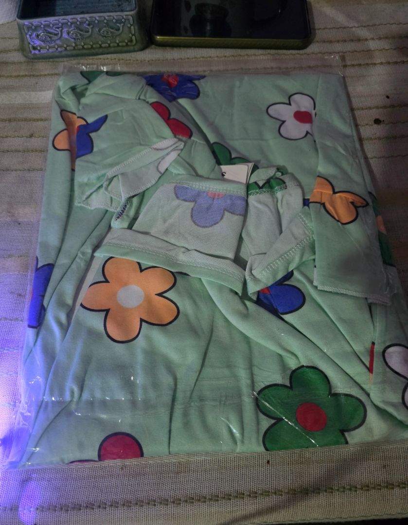 Green Floral Print Pajama Set Size S - Image 1 of 1