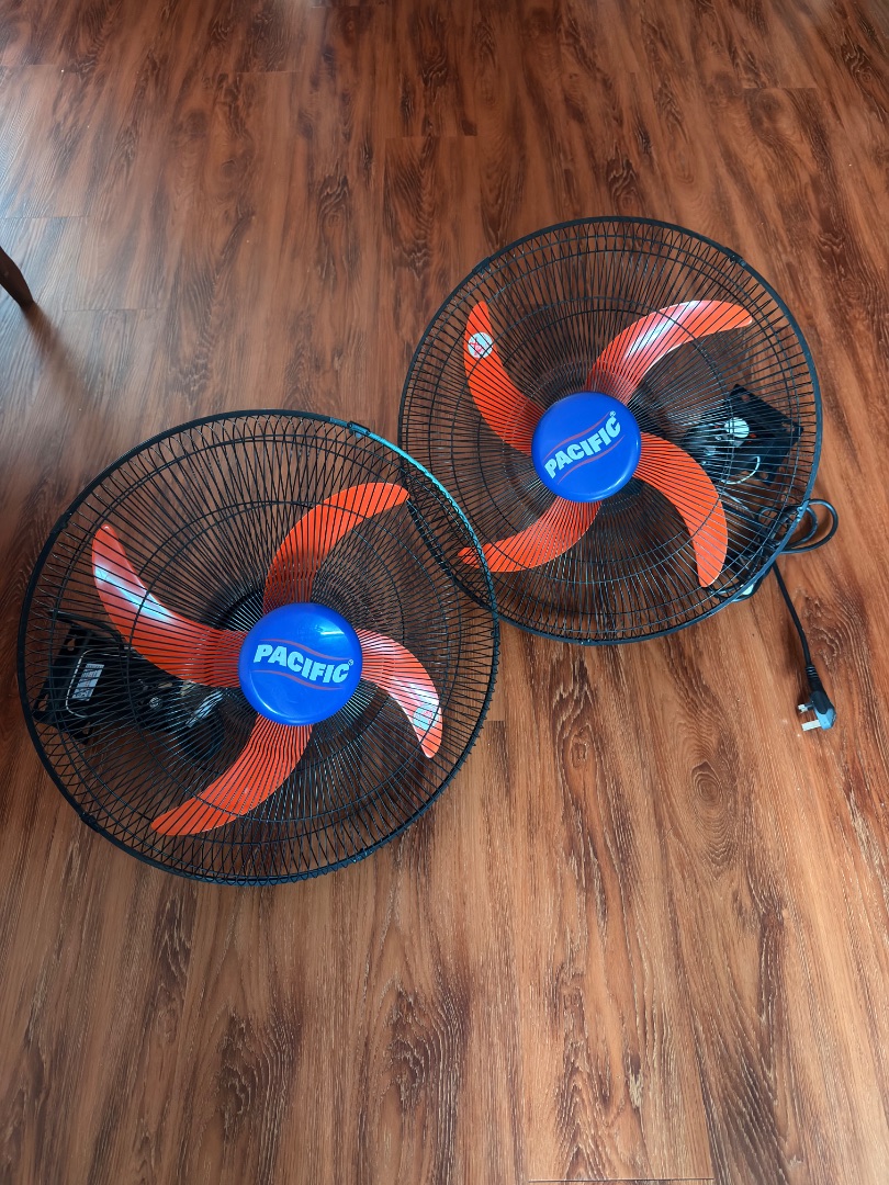 2 Pacific Wall Fans Black and Orange - Image 1 of 1