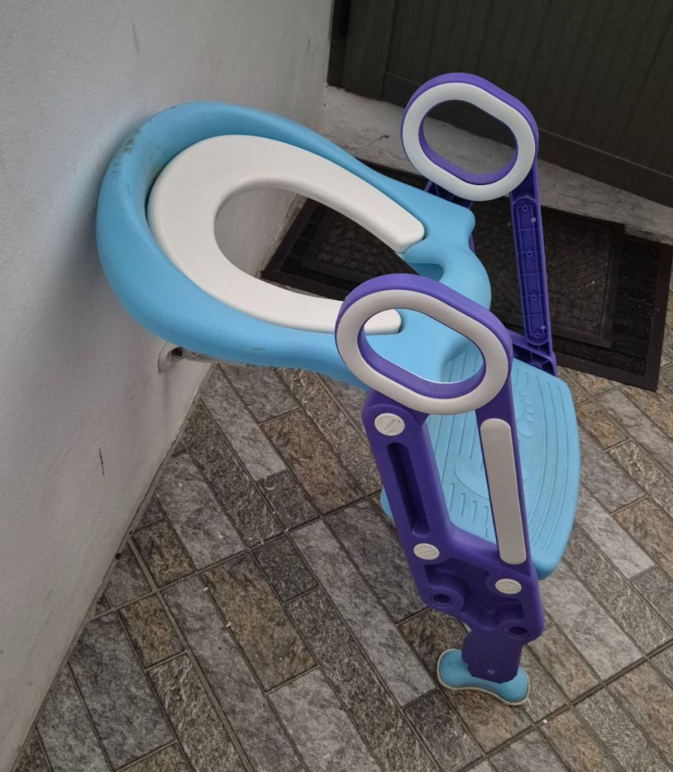 Kids Toilet Training Seat with Step Stool Blue Purple thumbnail 2